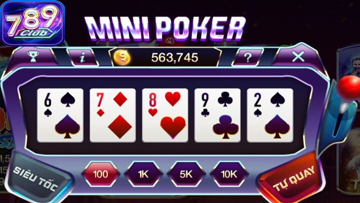 Mini Poker 789Club là phiên bản đơn giản hóa của poker truyền thống