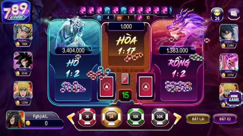 Rồng hổ 789Club từ lâu đã trở thành trò chơi bài được yêu thích tại các sòng bạc